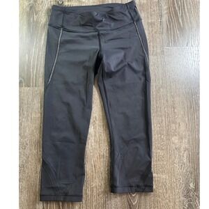 Lululemon Align High Rise Crop Leggings Black Size 6 Athleisure Workout